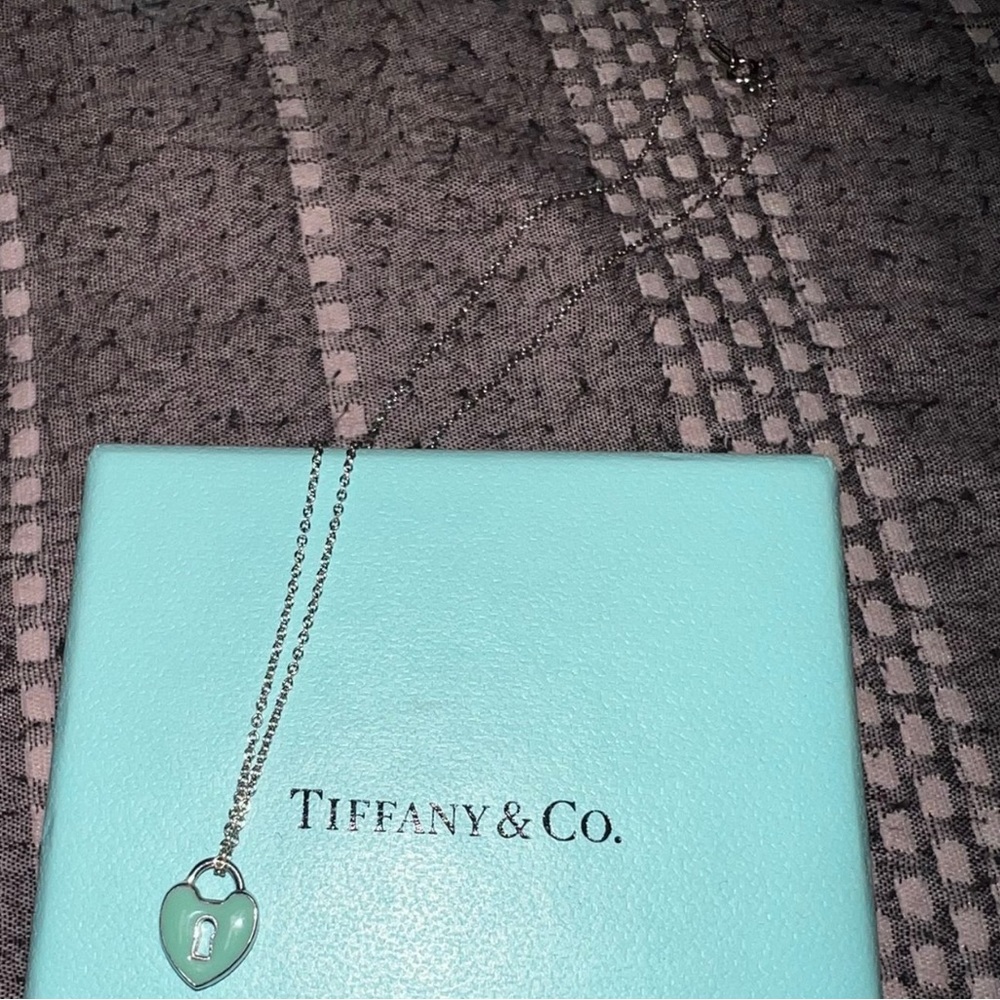 Tiffany and co Blue Enamel Heart ♥️ Padlock Pendant